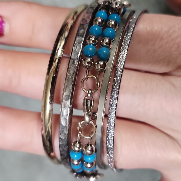 Bracelet lot silver faux Turquoise - Picture 2 of 2